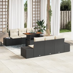vidaXL Σετ Εξωτερικής Τραπεζαρίας 7 Τεμαχίων με Μαξιλάρια Μαύρο Πολυρατάν Ακακίας