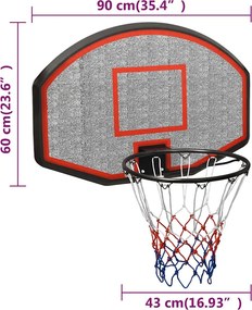 vidaXL Ταμπλό Μπασκέτας Μαύρο 90x60x2 εκ. από Πολυαιθυλένιο