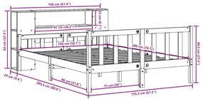 Κρεβάτι Βιβλιοθήκη Χωρίς Στρώμα Καφέ 150x200 εκ Μασίφ Πεύκο - Καφέ