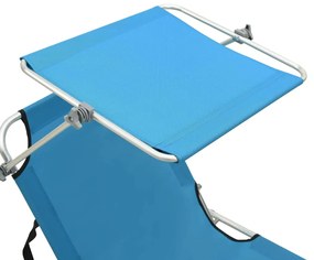 vidaXL Ξαπλώστρα Πτυσσόμενη Μπλε Αλουμινίου με Σκίαστρο