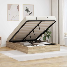 vidaXL Κρεβάτι Οθωμανικού Τύπου Δρύς Sonoma 193 x 140 x 25 εκ