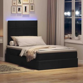 vidaXL LED Κρεβάτι αποθήκευσης με στρώμα Μαύρο 120 x 200 cm Ύφασμα