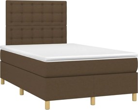 vidaXL Κρεβάτι Boxspring με Στρώμα Σκούρο Καφέ 120x200 εκ. Υφασμάτινο