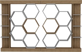 Βιβλιοθήκη Λευκό / Καρυδί PRICLAS 140x29.6x177.4