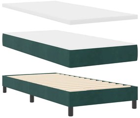 vidaXL Κρεβάτι με ελατήρια Σκούρο πράσινο 100 x 200 cm Βελούδο