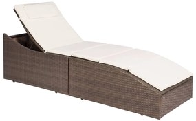 vidaXL Ξαπλώστρα Καφέ από Συνθετικό Ρατάν με Μαξιλάρι