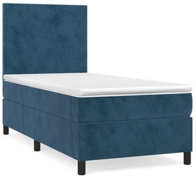 vidaXL Κρεβάτι Boxspring με Στρώμα Σκούρο Μπλε 80 x 200 εκ. Βελούδινο