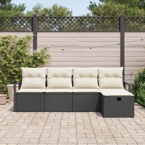 vidaXL Σετ Καναπέ Κήπου 5 pcs Μαύρο και κρεμ 230 x 117 x 85 εκ.