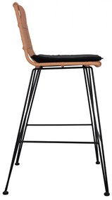 Σκαμπό Μπαρ ALLEGRA C5452 Μεταλλικό με Μπέζ Wicker &amp; Μαξιλάρι 56x60x109 εκ. 56x60x109 εκ.