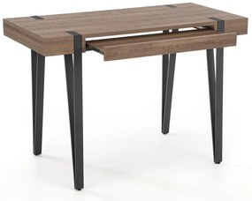 Τραπέζι γραφείου Houston 598, Με συρτάρια, Αριθμός συρταριών: 1, 76x110x55cm, 20 kg, Μαύρο, Μελί δρυς | Epipla1.gr