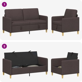 vidaXL Σαλονάκι Σετ Με Αποθηκευτικό Χώρο 2 pcs Σκούρο Καφέ Πολυεστέρας