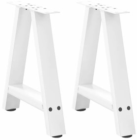 Πόδια Τραπεζιού Σαλονιού σε Σχήμα Α, 2 τεμ. Λευκά 38x(42-43) εκ. Ατσάλι