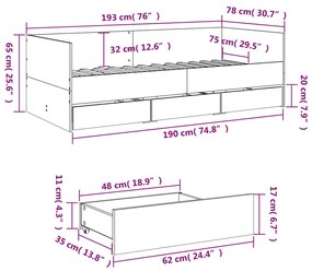 ΚΑΝΑΠΕΣ-ΚΡΕΒΑΤΙ ΜΕ ΣΥΡΤΑΡΙΑ ΓΚΡΙ SONOMA 75X190 ΕΚ. ΕΠΕΞ. ΞΥΛΟ 3280837