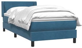 vidaXL Κρεβάτι Boxspring με Στρώμα Σκούρο Μπλε 90x220 εκ. Βελούδινο