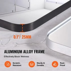 VEVOR Square Wall Mounted Mirror 36&quot; x 72&quot; Mirror with Aluminium Alloy Frame