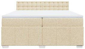 vidaXL Κρεβάτι Boxspring με Στρώμα Κρεμ 200x200 εκ. Υφασμάτινο