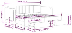 Καναπές Κρεβάτι Συρόμενος Κίτρινο 80x200εκ. Βελούδινος Συρτάρια 3197109