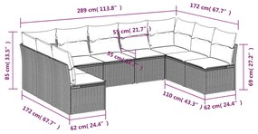 vidaXL Σαλόνι Κήπου Σετ 9 τεμ. Μπεζ Συνθετικό Ρατάν με Μαξιλάρια