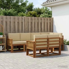 vidaXL Σειρά Καναπέ Εξωτερικού 7 pcs Φυσικό και Μπεζ Πολυεστέρας