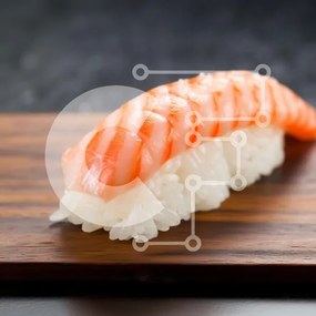 Σετ των 2 Intra Συλλεκτικό Ξύλινο Παζλ Plywood 4mm - Sushi Nigiri με σολομό σε ξύλινη σανίδα Σε Ξύλινο Κουτί - Διαστάσεις: 10x10 cm – 25 κομμάτια