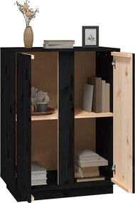 vidaXL Ντουλάπι Μαύρος 60x35x80 εκ. από Μασίφ Ξύλο Πεύκου