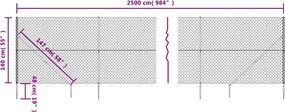 vidaXL Συρματόπλεγμα Περίφραξης Ανθρακί 1,4 x 25 μ. με Καρφωτές Βάσεις