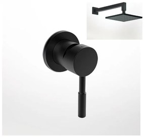 La Torre New Tech Black Matt 12151N-400 Μίκτης Εντοιχισμού 3Εξόδων με Εκτροπέα+Ανακλινόμενη Κεφαλή Square 20x20εκ+Μπράτσο Τοίχου