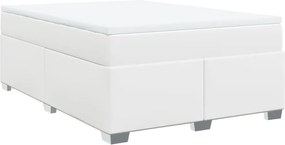 vidaXL Κρεβάτι Boxspring με Στρώμα Λευκό 140x200εκ.από Συνθετικό Δέρμα