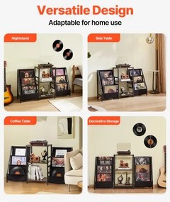 VEVOR 3-Tier Record Player Stand Metal Vinyl Record Stand up to 280 Album Black