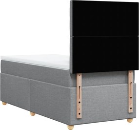 vidaXL Κρεβάτι Boxspring με Στρώμα Ανοιχτό Γκρι 90x200 εκ. Υφασμάτινο