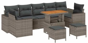 vidaXL Σετ Καναπέ Κήπου 10 pcs Γκρι συνθετικό ρατάν