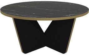 Τραπεζάκι Σαλονιού Lagerta 0241030 Φ75x35cm Marble Effect Black-Gold