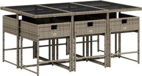 vidaXL Σετ Τραπεζαρίας Κήπου 7 τεμ. Γκρι Συνθ. Ρατάν με Μαξιλάρια