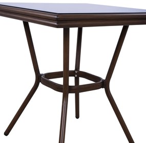 ΤΡΑΠΕΖΙ ΑΛΟΥΜΙΝΙΟΥ HARLOW 70X70X76  BAMBOO LOOK HM5568.03 ΚΑΦΕ ΜΕ ΓΥΑΛΙ
