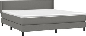 vidaXL Κρεβάτι Boxspring με Στρώμα Σκούρο Γκρι 180x200 εκ Υφασμάτιν