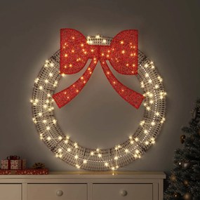 vidaXL Στεφάνι με 80 LED Θερμό λευκό 91 x 91 x 9 εκ PET