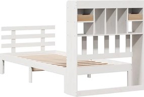 vidaXL Κρεβάτι Βιβλιοθήκη Χωρίς Στρώμα Λευκό 75x190 εκ Μασίφ Πεύκο