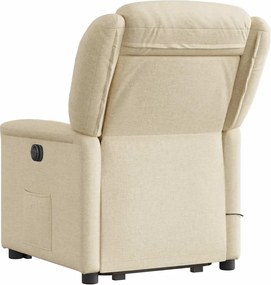 vidaXL Πολυθρόνα Μασάζ Ηλεκ. Ανακλινόμενη με Ανύψωση Κρεμ Υφασμάτινη