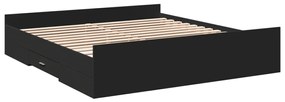vidaXL Πλαίσιο Κρεβατιού με Συρτάρια Μαύρο 200x200 εκ Επεξεργ. Ξύλο