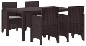 vidaXL Σέτ φαγητού για κήπο 5 pcs Καφέ Rattan Polt