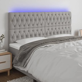Κεφαλάρι Κρεβατιού LED Ανοιχτό Γκρι 200x7x118/128εκ. Υφασμάτινο 3122782