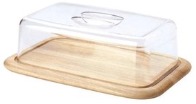 Τυριέρα Με Καπάκι Wooden Rubberwood 03072000 38,5x25,5x11,5cm Clear-Natural Continenta Ξύλο,Πλαστικό