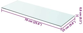 vidaXL Ράφι Πάνελ Διάφανο 70 x 25 εκ. Γυάλινο