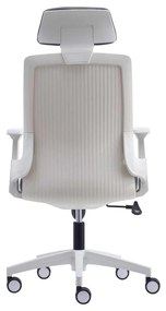 Πολυθρόνα Γραφείου Bf8900 Διευθυντή Άσπρη / Mesh - Ύφασμα Γκρι. Διάσταση: 64x66x116/128cm
