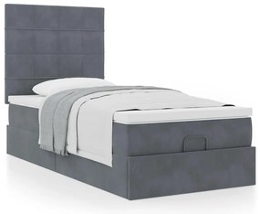 Οθωμανικό κρεβάτι με στρώματα Σκούρο γκρι 90x200cm Velvet 3313446