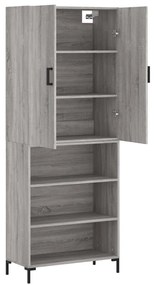 vidaXL Ντουλάπι Γκρι Sonoma 69,5 x 34 x 180 εκ. Επεξεργασμένο Ξύλο
