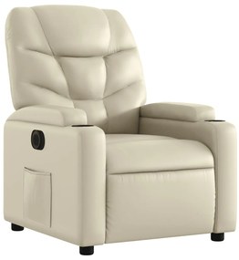 vidaXL Πολυθρόνα Ανακλινόμενη Ηλεκτρική Κρεμ από Συνθετικό Δέρμα
