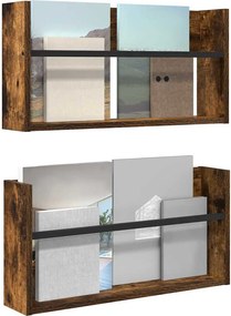 vidaXL Ράφι Περιοδικών με ράφι 2 pcs Καπνιστό Δρύς 60 x 12 x 30 εκ