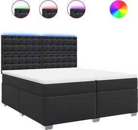vidaXL Κρεβάτι Boxspring με Στρώμα Μαύρο 200x200 εκ. Συνθετικό Δέρμα