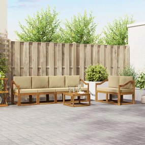 vidaXL Σειρά Καναπέ Εξωτερικού με μαξιλάρι 7 pcs Φυσικό και Μπεζ